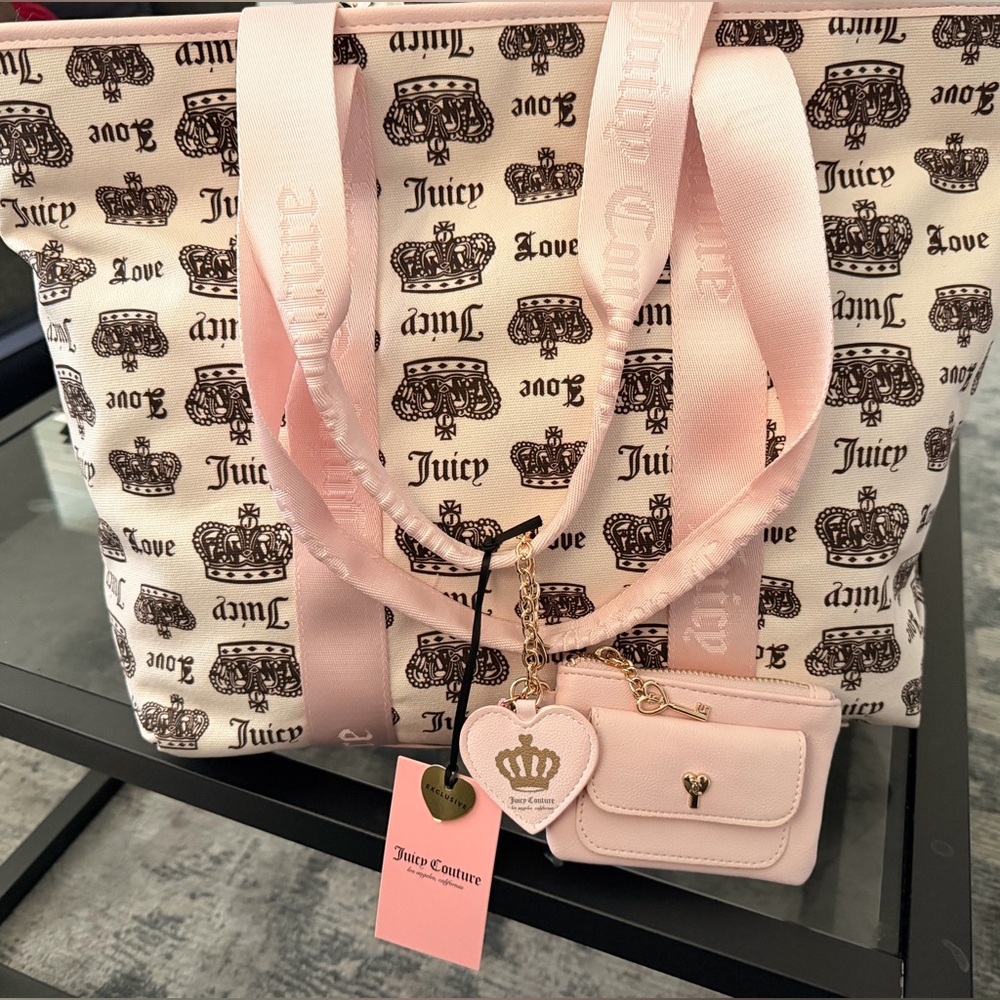 Juicy Couture Festival Tote with Matching Coin Pouch & Charm